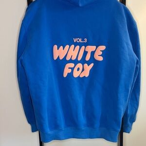White Fox Boutique Blue Hoodie with Pink Accents